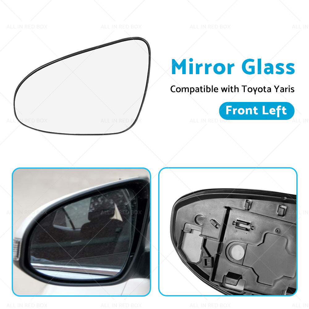 Left Side Mirror Glass with Back Plate Suitable for TOYOTA YARIS 2012 - 2017