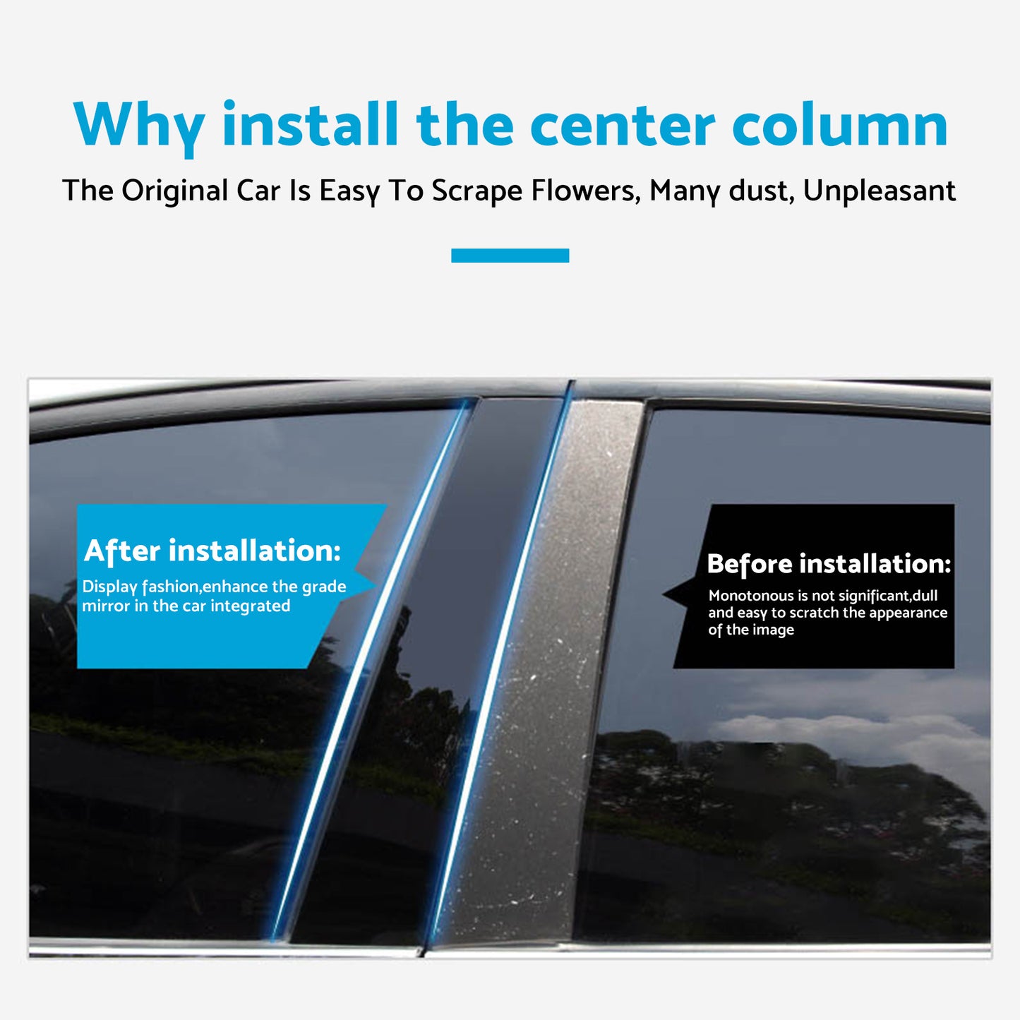 8x Black Pillar Post Cover Trims Suitable For Honda Civic Sedan 2012-2015