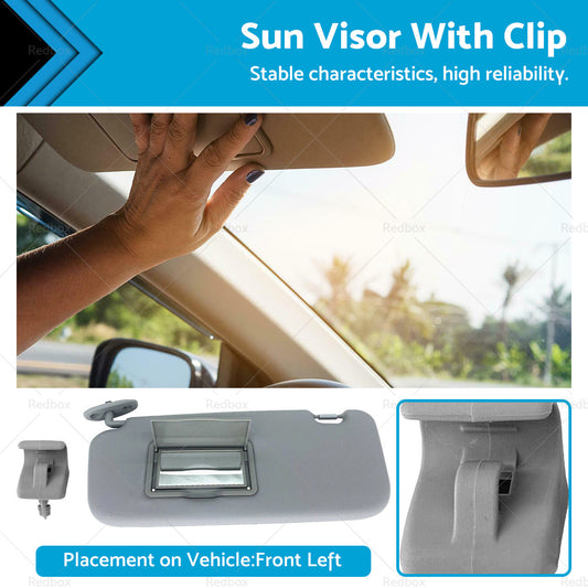 Sun Visor with Clip Front Left Side Suitable For Hyundai Getz 2002-2011 Grey