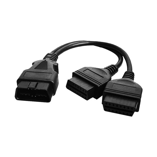 OBD2 16 Pin Splitter Extension Cable Male to Dual Female Y Lead 12 inch / 30 cm
