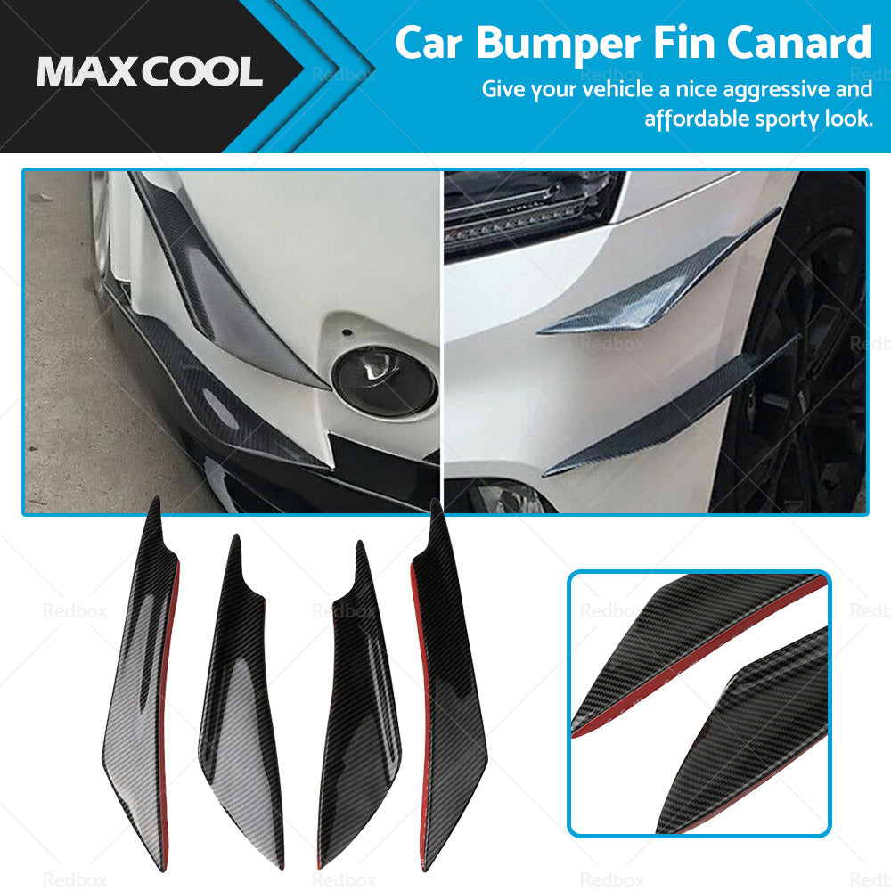 4x Carbon Fiber Car Bumper Fin Canard Splitter Diffuser Valence Spoiler Lip