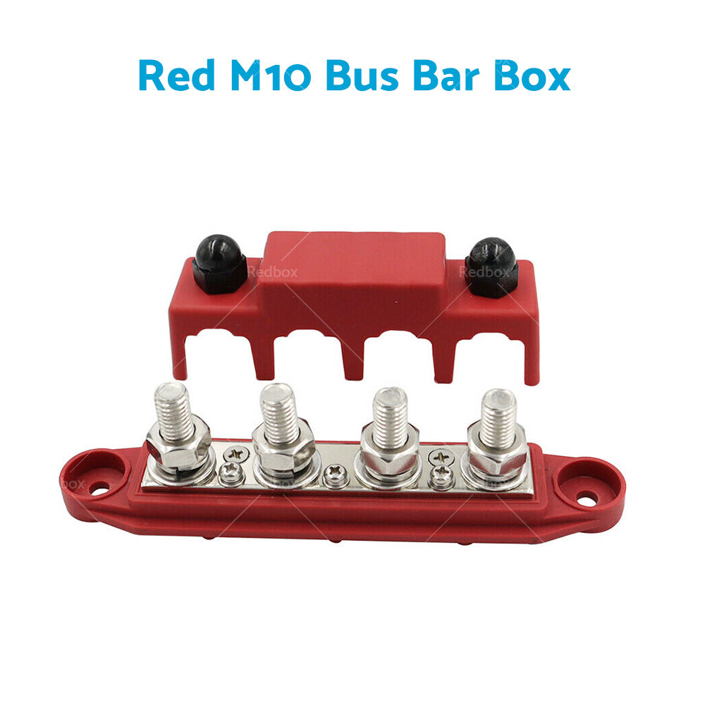 1x M8 or M10 DC 48V Studs Bus Bar Power Distribution Box Terminal Block Red or Black