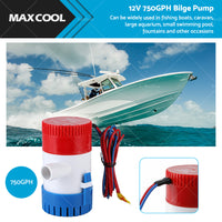 12V 750GPH Electric Water Pump Marine Yacht Boat Submersible Bilge Pump