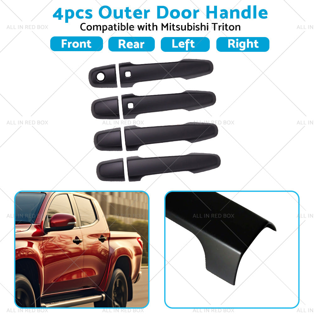 4PCS Matt Black Door Handle Cover Suitable For Mitsubishi Triton MQ MR 2015-2021