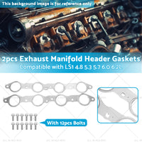 1 Pair Exhaust Manifold Header Gasket Suitable For LS LS1 4. 8 5. 3 5. 7 6. 0 6. 2L