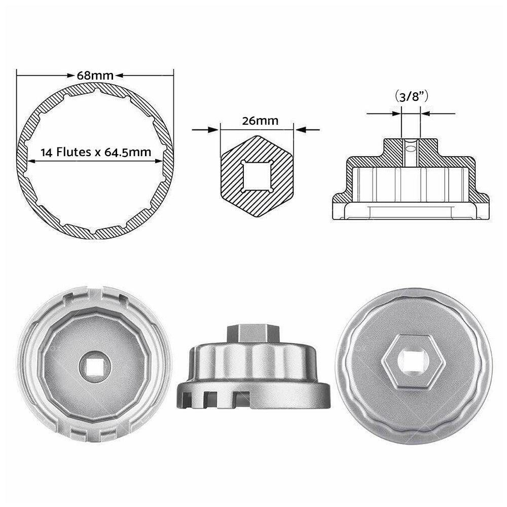 Oil Filter Wrench Cap Tool Suitable for Toyota RAV4 Camry 4Runner Kluger 2.5-5.7