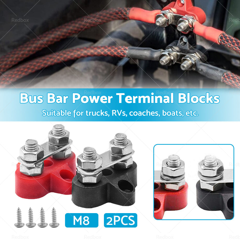Bus Bar Terminal Blocks Heavy Duty M8+M8 Positive Power Distribution Studs