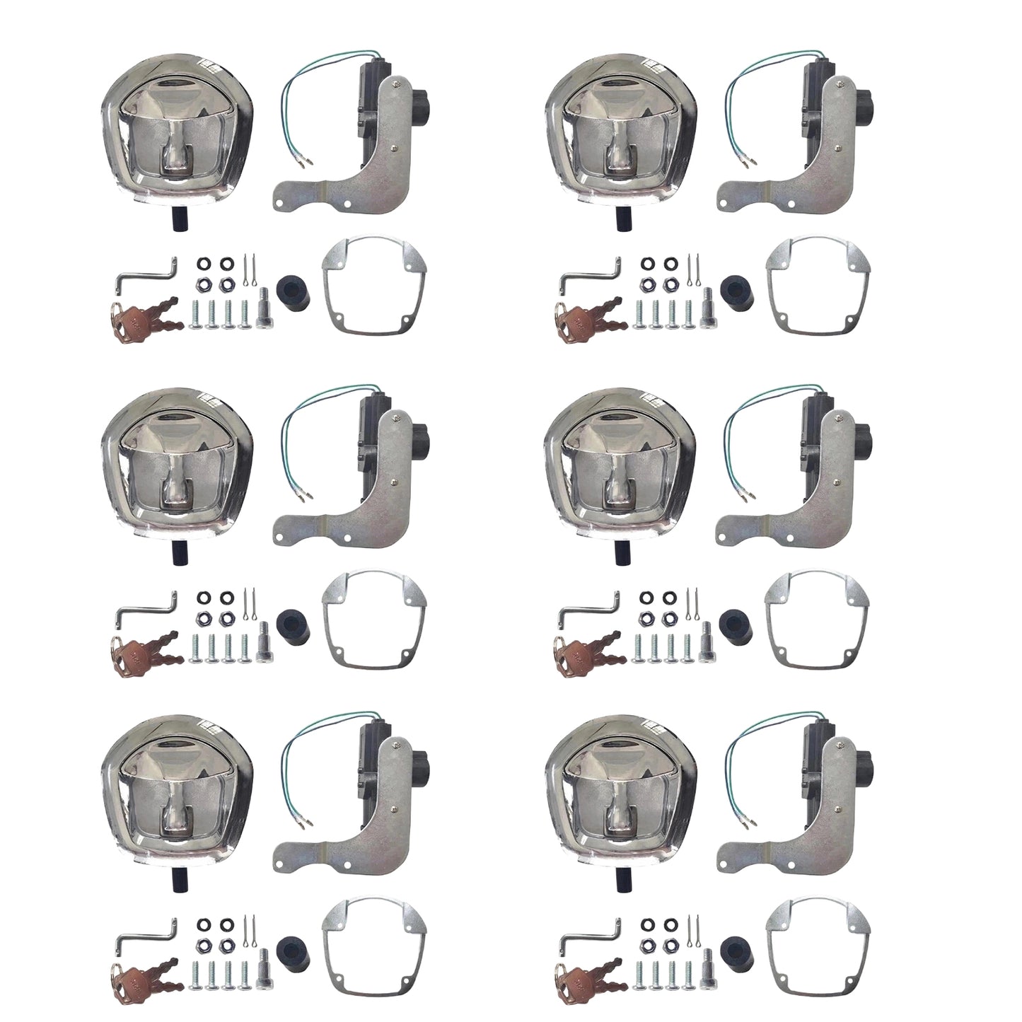 {{ 6 Set Chrome Power Operated Recessed Folding Whale Tail T-Lock Handle Toolbox }} - Buy Car Parts Online at {{ Kaka Auto Parts }}.