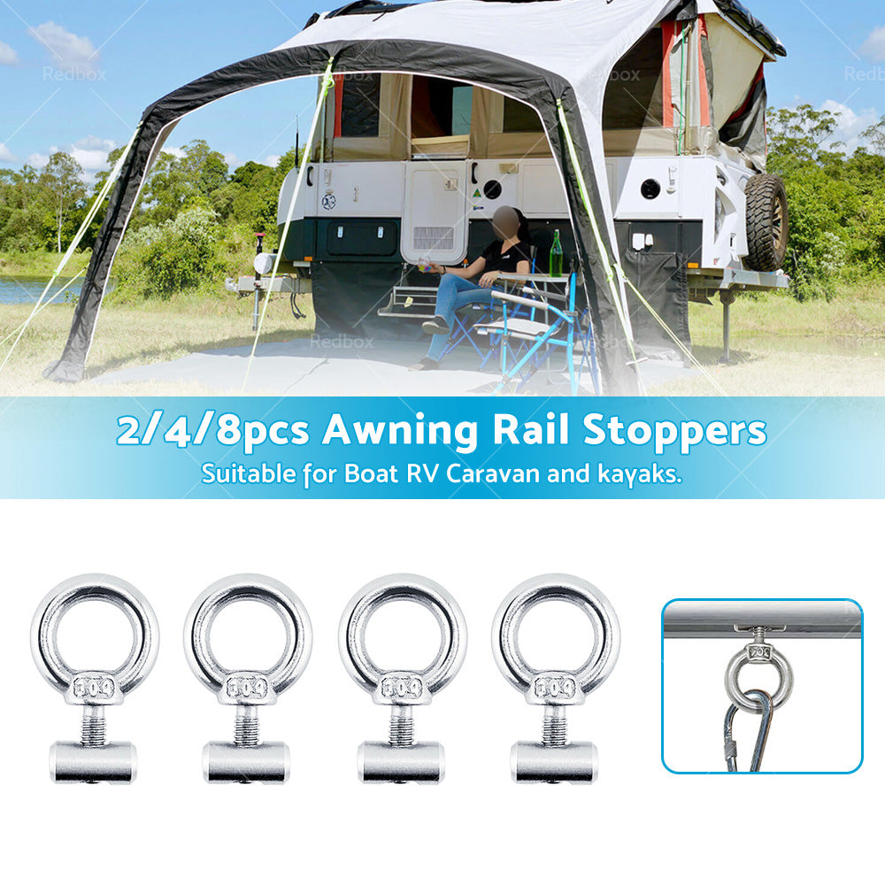 2 or 4 or 8PCS Awning Rail Stoppers Rail Track Screws for Boat Caravan Stainless Steel