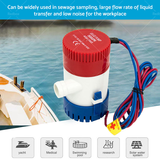 500GPH 12V Caravan Camping Marine Submersible Bilge Water Pump Fishing Boat