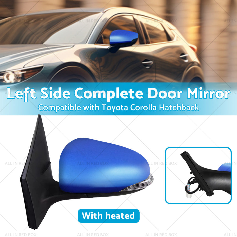 Door Mirror Suitable for Toyota Corolla ZRE182 2012-2018 Hatch Left Blue Heated