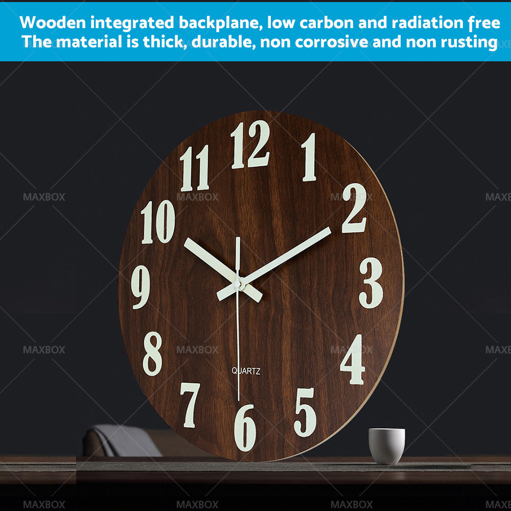 12'' Luminous Wall Clock Glow In The Dark Silent Quartz Indoor Home Modern Clock