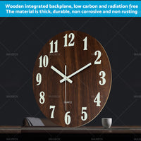 12'' Luminous Wall Clock Glow In The Dark Silent Quartz Indoor Home Modern Clock