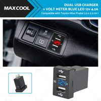 DUAL USB CHARGERVOLT METER Suitable For Toyota Hilux Prado Corolla LED 12v 4. 2A