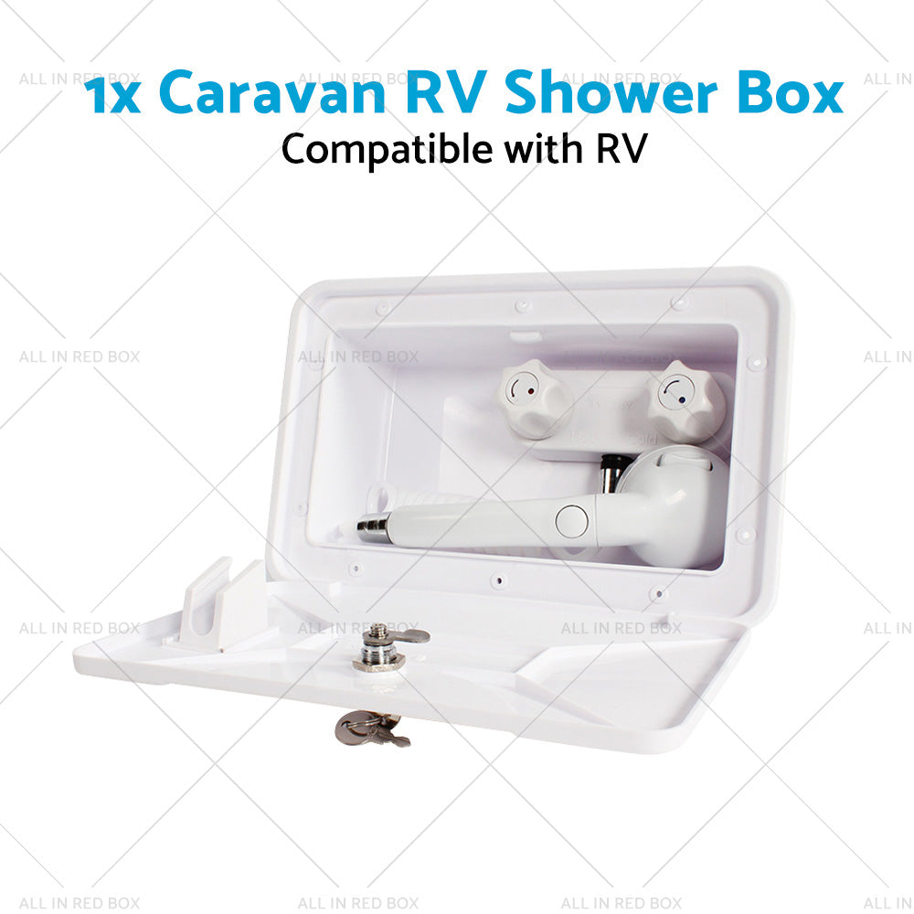 1 Set External RV Caravan Shower Box Exterior Faucet Camper Trailer Boat White