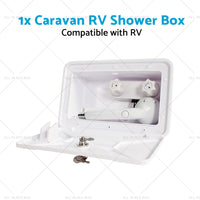 1 Set External RV Caravan Shower Box Exterior Faucet Camper Trailer Boat White