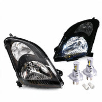 Headlight Assembly Set Black Housing with LED Globes Suitable for LH RH Front - BD2