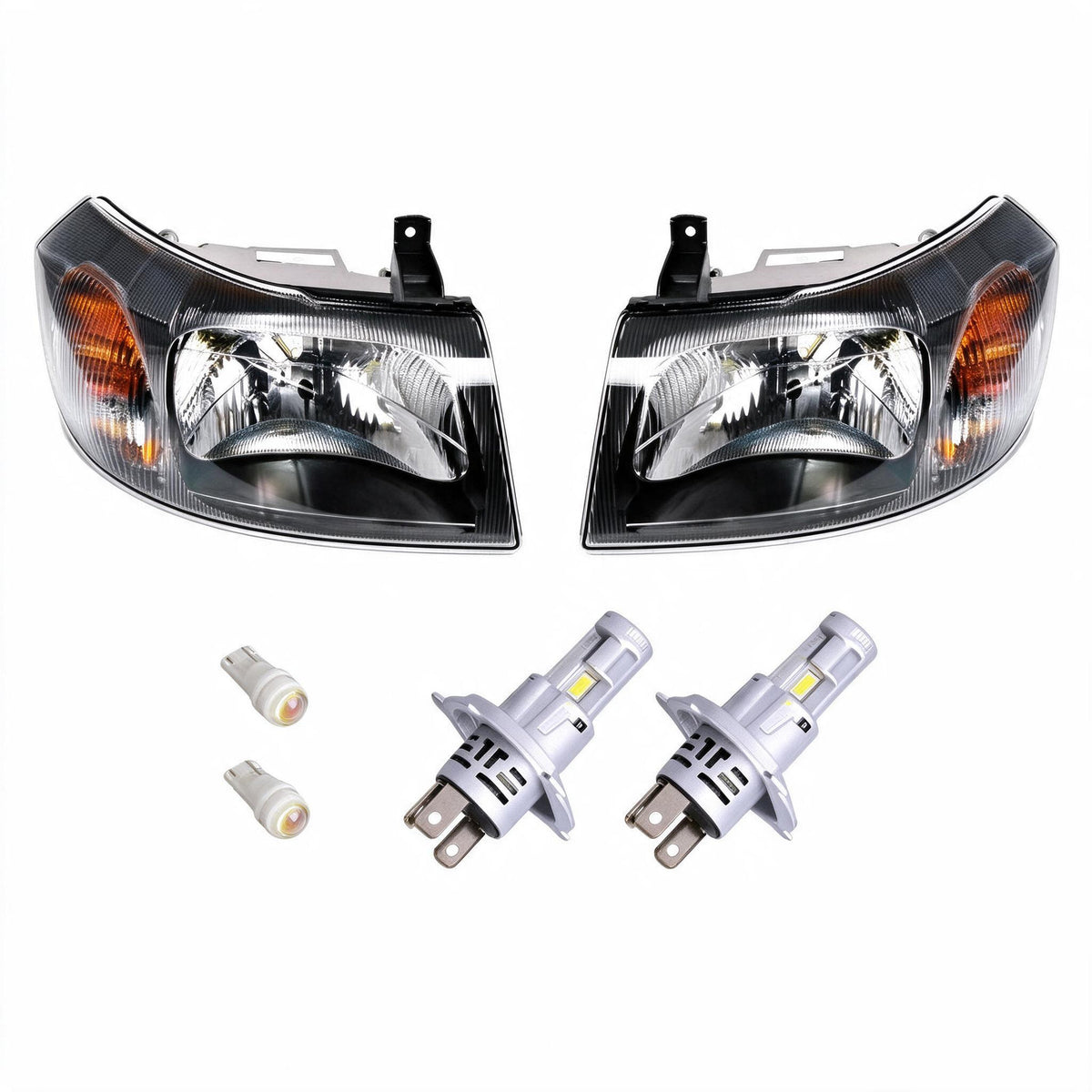 Head Light Assembly LHD Manual Adjust LED H4 Pair Suitable for Ford Transit VH - BD1