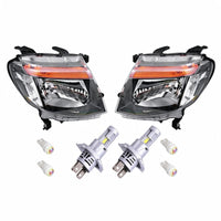 Head Light Assembly Black LHD LED Globes Suitable for Ford Ranger PX 2011-2022 - BD1