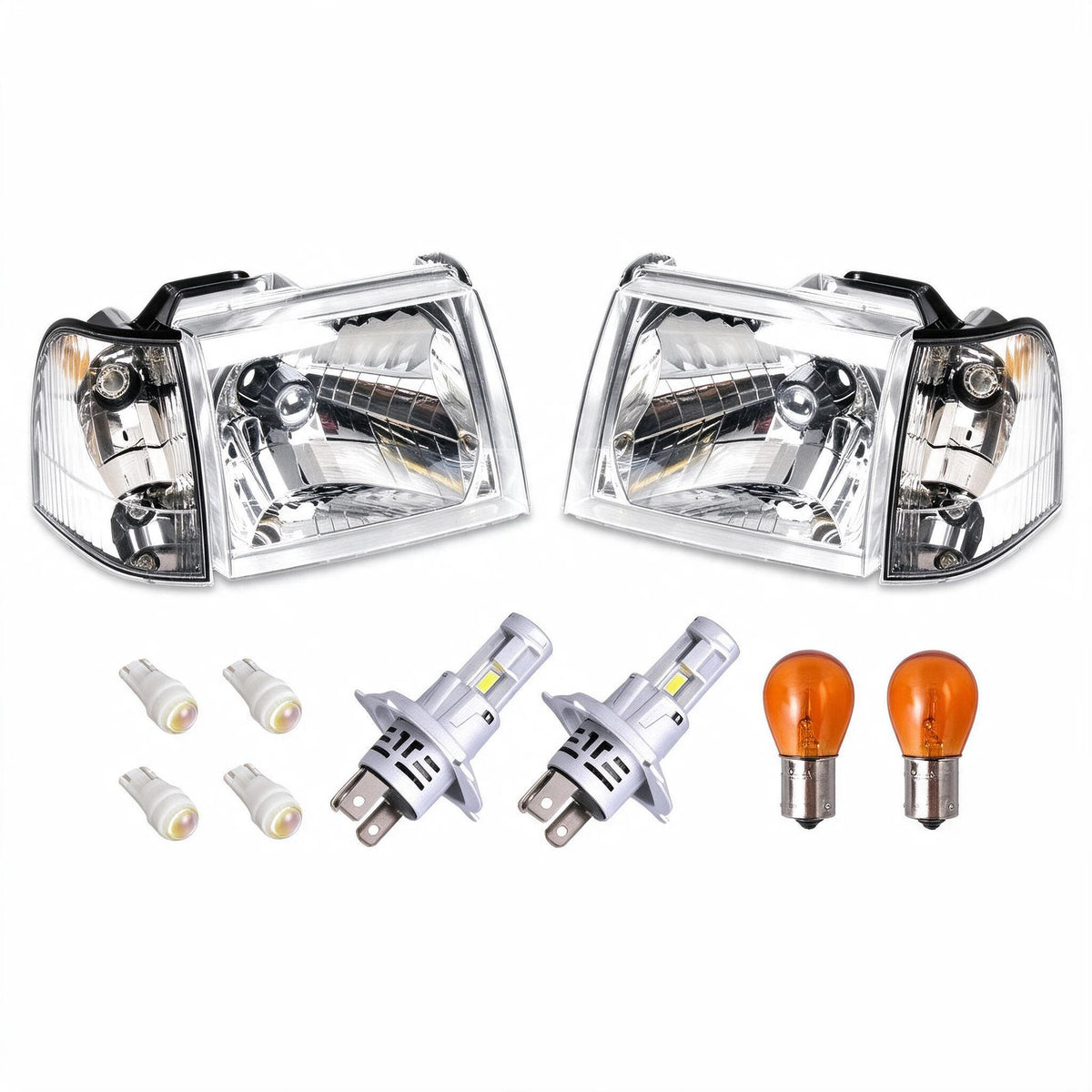Head Light + Corner Light Set LH RH LED H4 Suitable for Ford Courier Ute PG PH - BD1