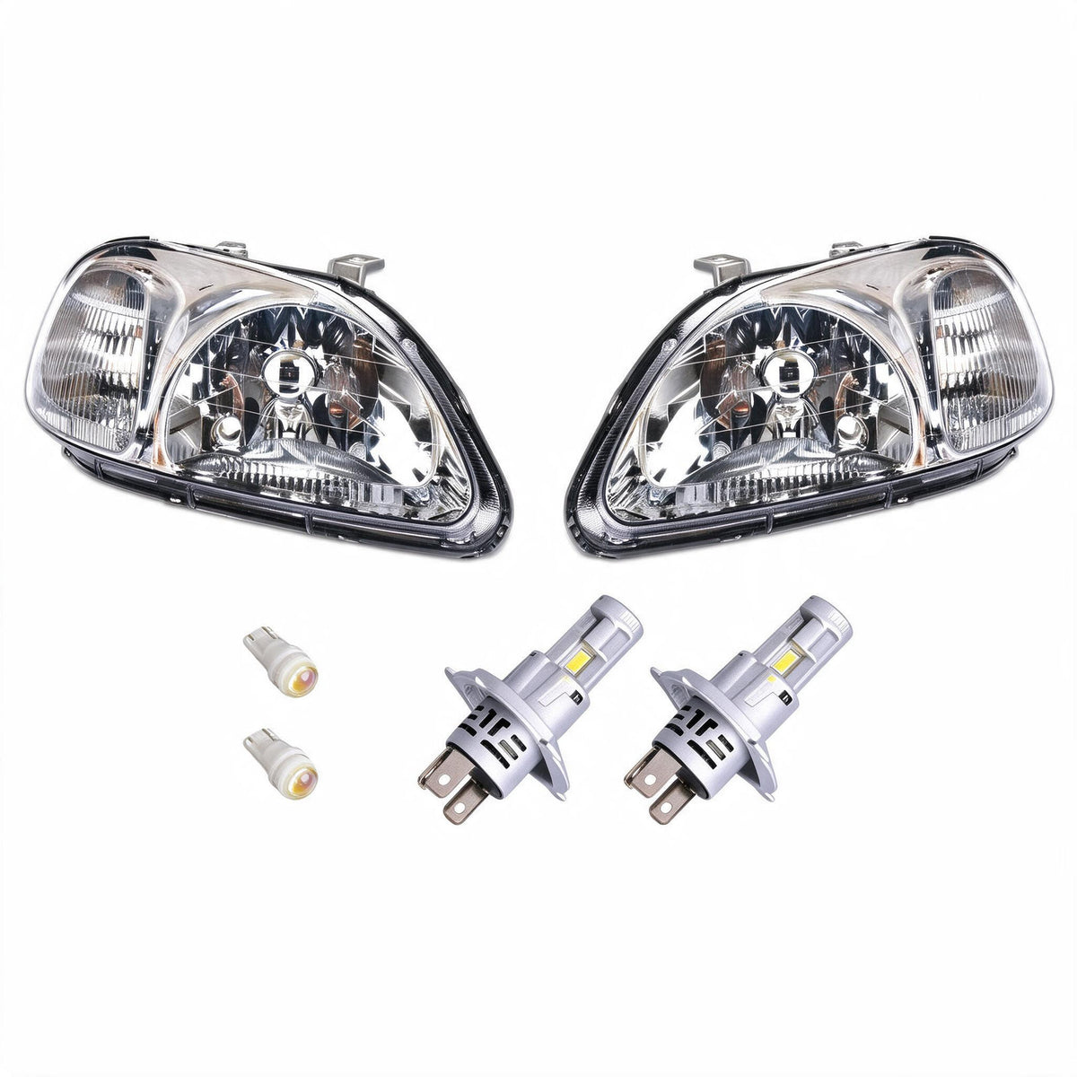 Head Light Assembly Chrome with LED H4 Globes Suitable for Honda Civic 1984-2000 - BD1