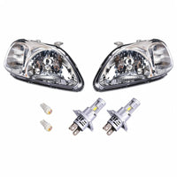 Head Light Assembly Chrome with LED H4 Globes Suitable for Honda Civic 1984-2000 - BD1