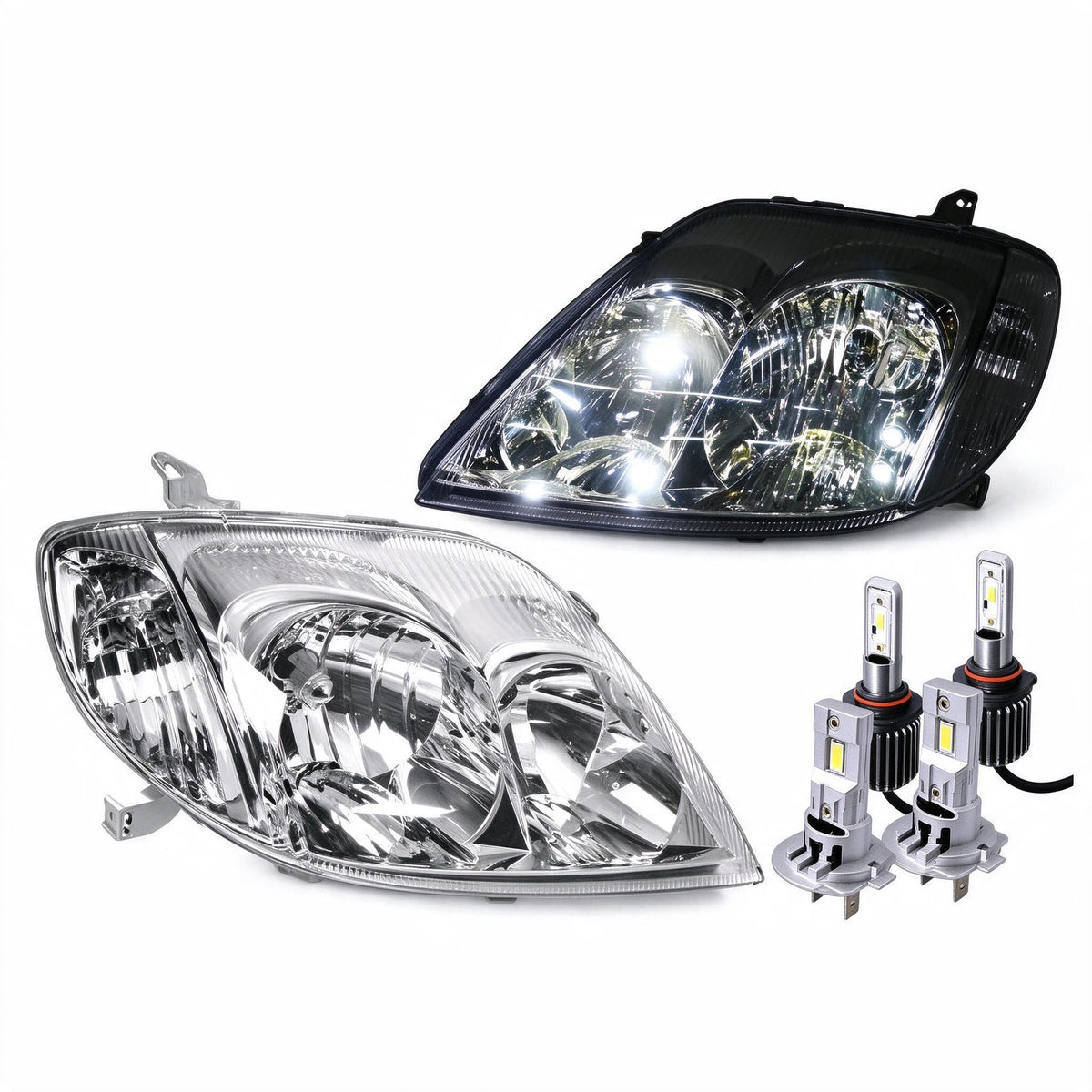 Head Light Assembly Set LH RH with LED Globes Suitable for Toyota Corolla Sedan - BD2
