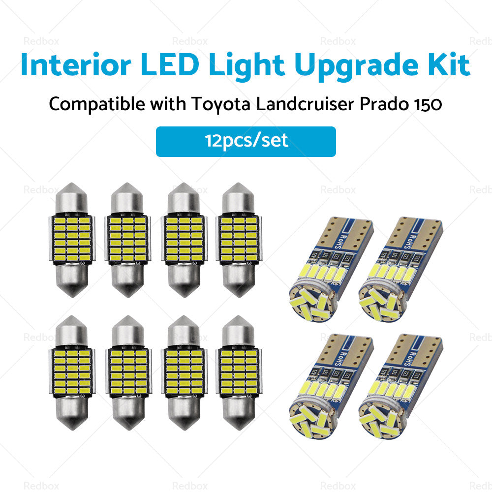 12Pcs Interior LED Light Upgrade Kit Suitable For Toyota Landcruiser Prado 150