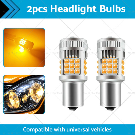 2PCS BA15S 1156 P21W LED Turn Signal Indicator Bulb Globe Amber No Hyper Flash