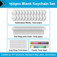 Bulk Keychains Ornament Set 150PCS Sublimation Blank Keychain for Crafts Jewelry