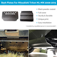 4MM Black Bash Plate Suitable for Mitsubishi Triton ML MN 06-15 Underbody Steel Front Sump Guard