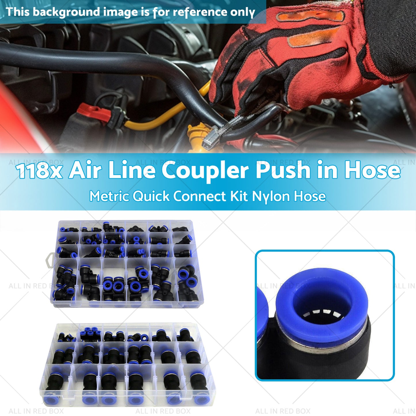 2 Box Air Line Coupler Push in Hose Joiner Metric Quick Connect Kit Nylon Hose