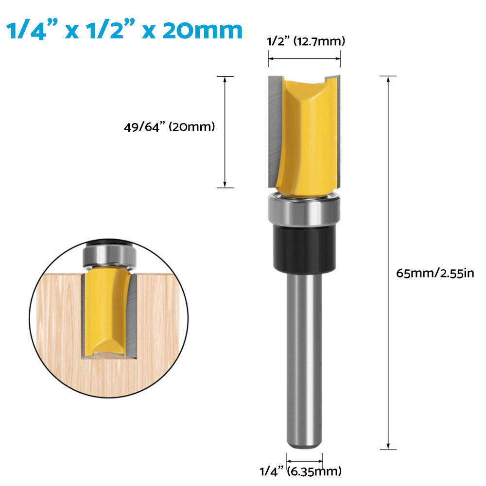 4pcs 1 4 Shank Top Bearing Flush Trim Pattern Router Bit Set Milling Cutter Kit