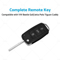 Complete Remote Key 433Mhz Suitable For VW Beetle Golf Jetta Polo Tiguan Caddy