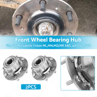 2 x Front Wheel Bearing Hub Fits For Mitsubishi Triton ML,MN,MQ,MR ABS, 2006-on