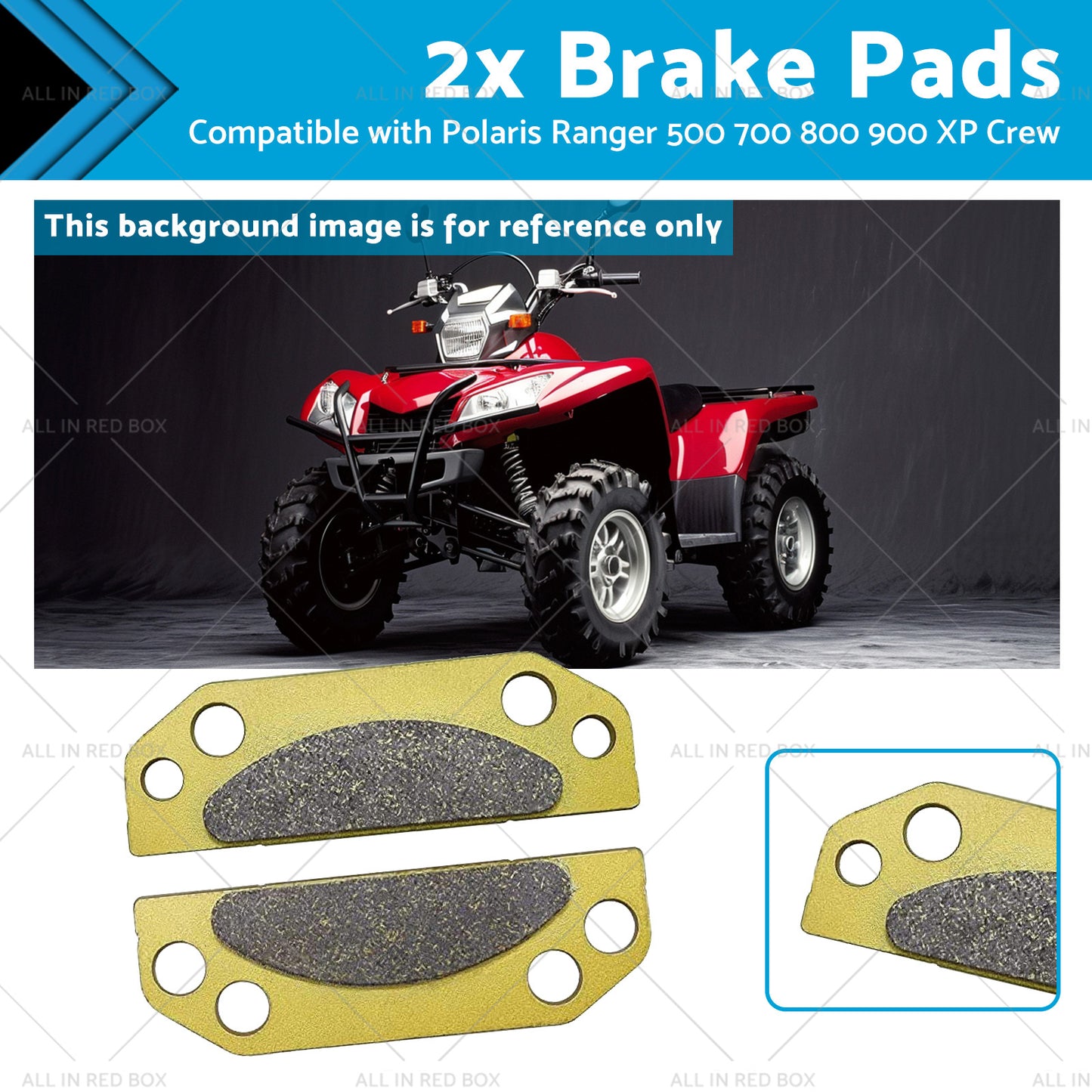 2x Brake Pads Suitable for 2203147 05-15 Polaris Ranger 500 700 800 900 XP Crew