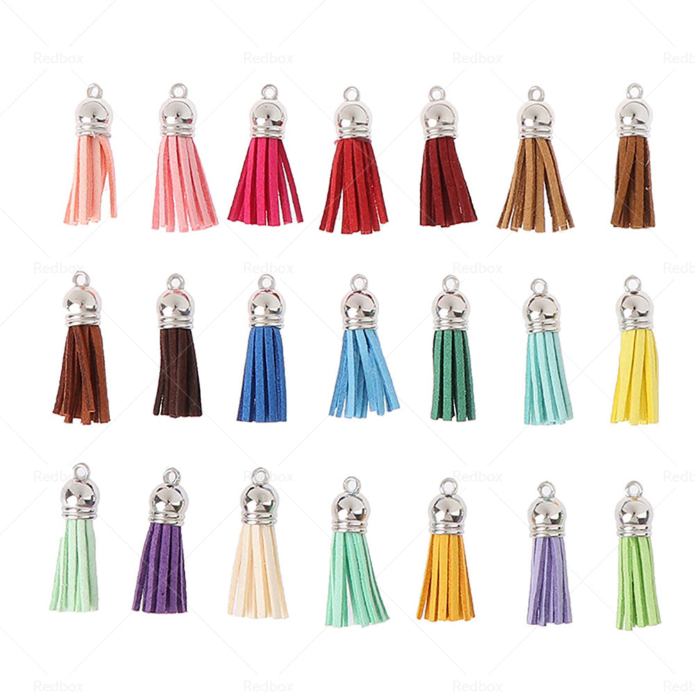 100PCS Key Chain Ring Tassels Pendants Bulk Leather Tassel Crafts Jewelry Making