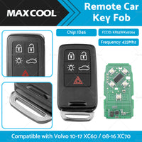 Remote Car Key Fob Entry KR55WK49264 Suitable For Volvo 10-17 XC60   08-16 XC70