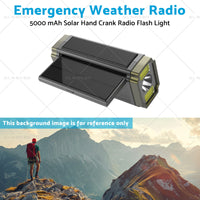 Solar Hand Crank Radio Emergency Weather 5000mAh Power Bank Charger Flash Light