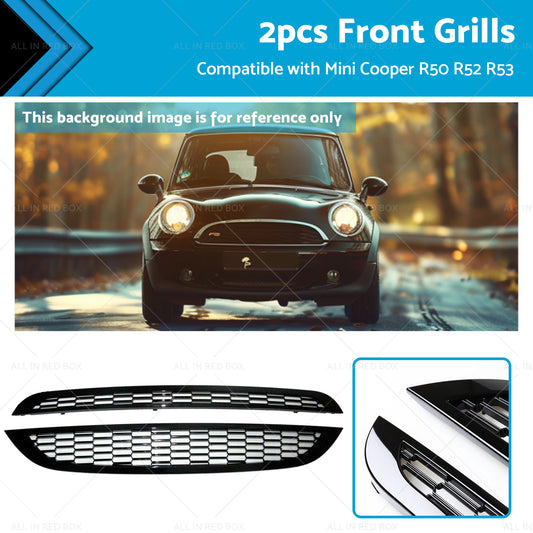 2PCS Honeycomb Mesh Front Grill Suitable for  Mini Cooper R50 R52 R53 2002-2006