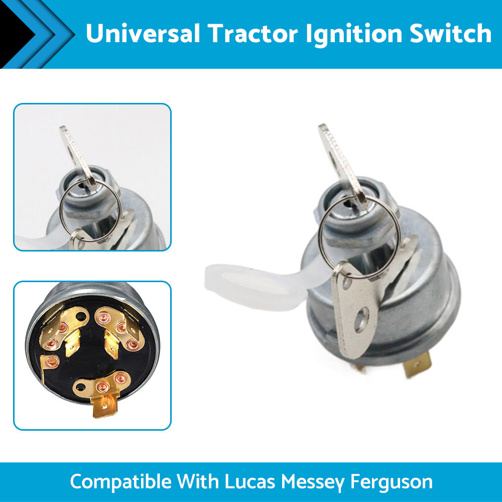 Universal Ignition Switch With 2 Keys Suitable For Lucas Messey Ferguson Tractor