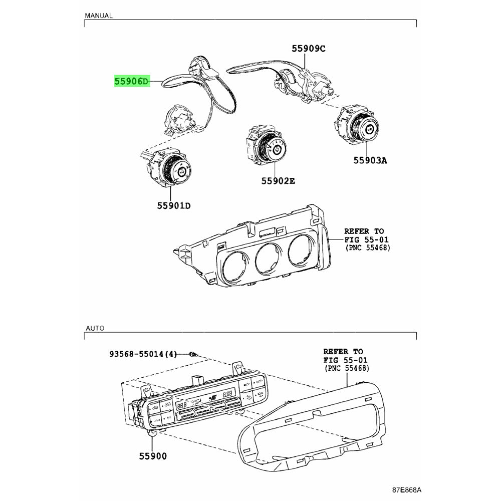 5590626060 Heater Button Switch Control Cable Suitable For Toyota RAV4 Hilux