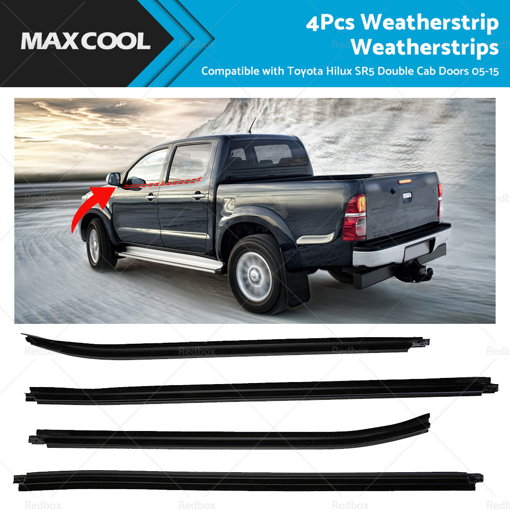 4x Window Moulding Trim Weather Strip Suitable For HILUX SR5 Double Cab 05-15