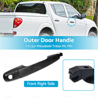 Black Front Right Outer Door Handle Suitable For Mitsubishi Triton ML MN 06-15