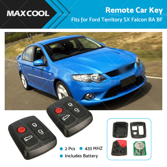 2PCS 4 Buttons 433MHz Remote Car Key For Ford Territory SX XR6 XR8 Falcon BA BF