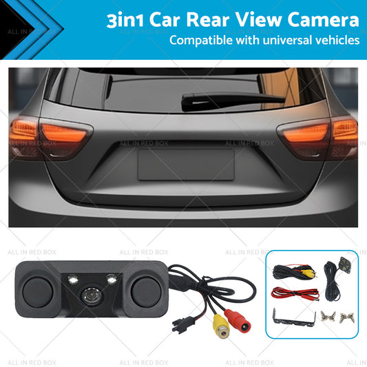 3in1 170¡ã Car Reverse Rear View Camera w  Backup Radar Parking Sensor Universal