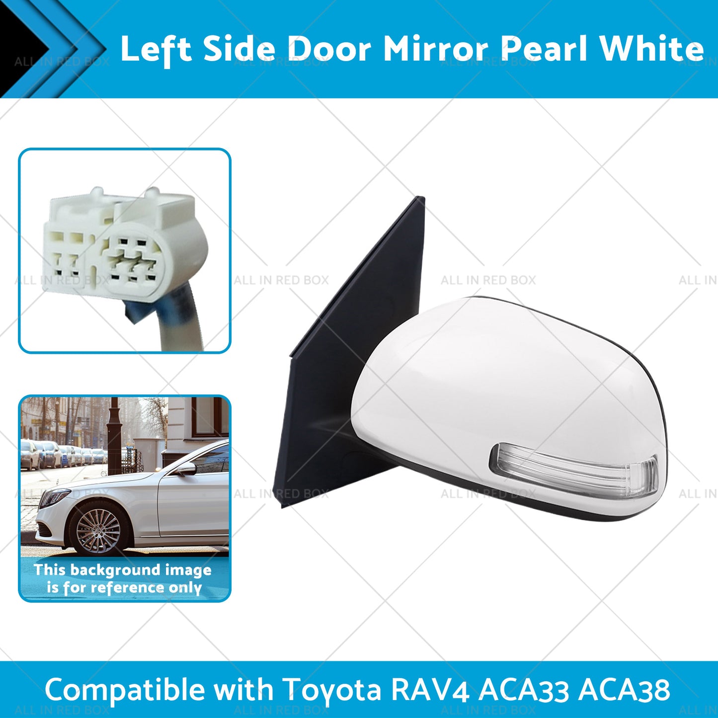 Pearl White Mirror Left Side Door Suitable for Toyota RAV4 ACA33 ACA38 2008-2012