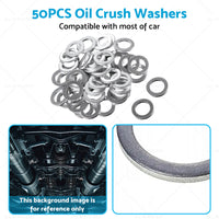 50PCS Car Engine Oil Crush Washers Drain Plug Gaskets ID 14mm , OD 22mm Aluminum