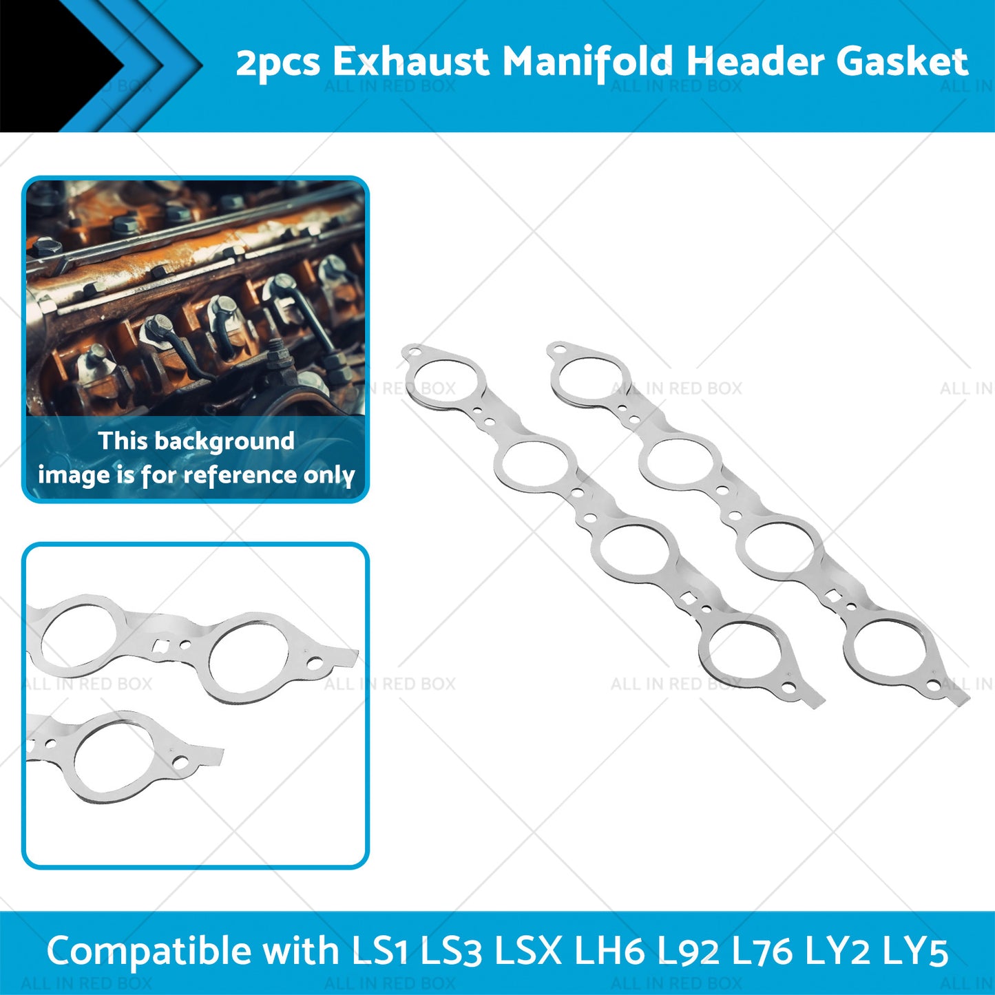 2PCS Exhaust Manifold Gasket Multi-Layer Steel Header Suitable For LS1 LS3 LSX