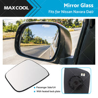 Left Side Mirror Glass w or  Heated Back Plate Suitable for Nissan Navara D40 05-15